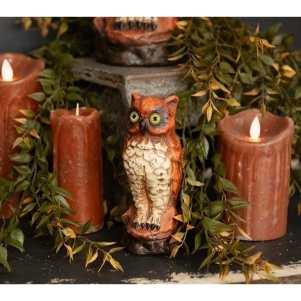 Ragon House Halloween Harvest Vintage Style Orange OWL Figurine 6" NEW - Picture 2 of 4